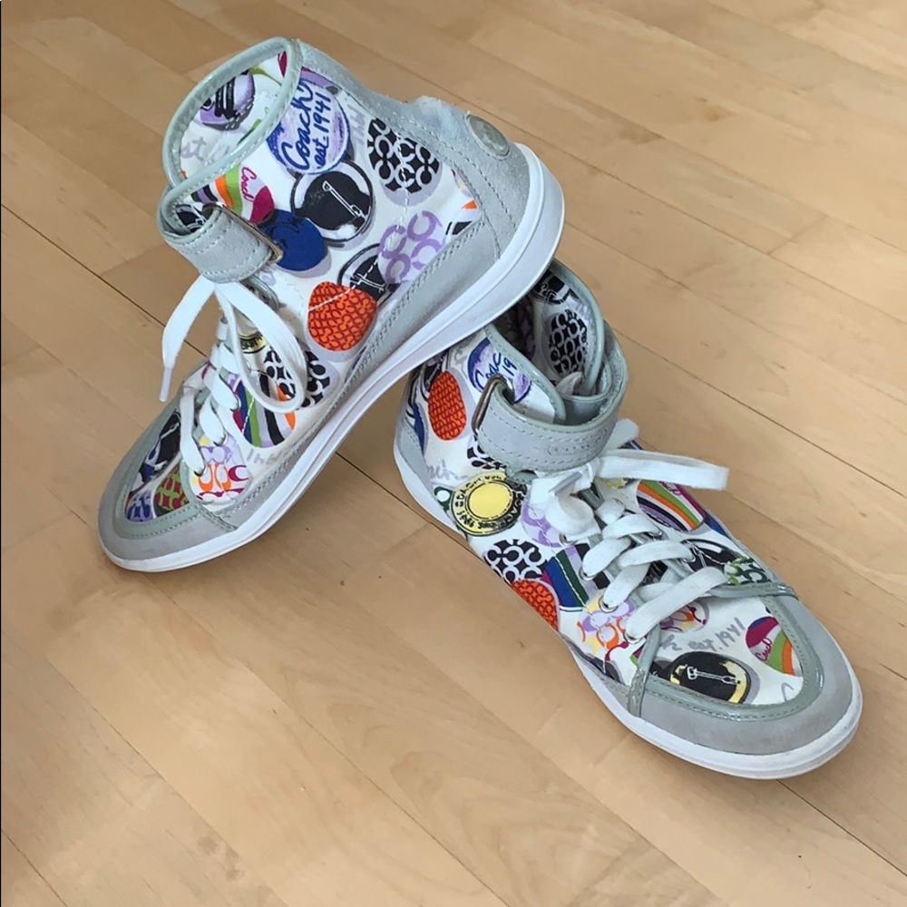 Coach cardinal Print High Top Sneakers suede trim